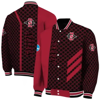 san diego state aztecs triple side stripes red black varsity jacket fashion forward.webp