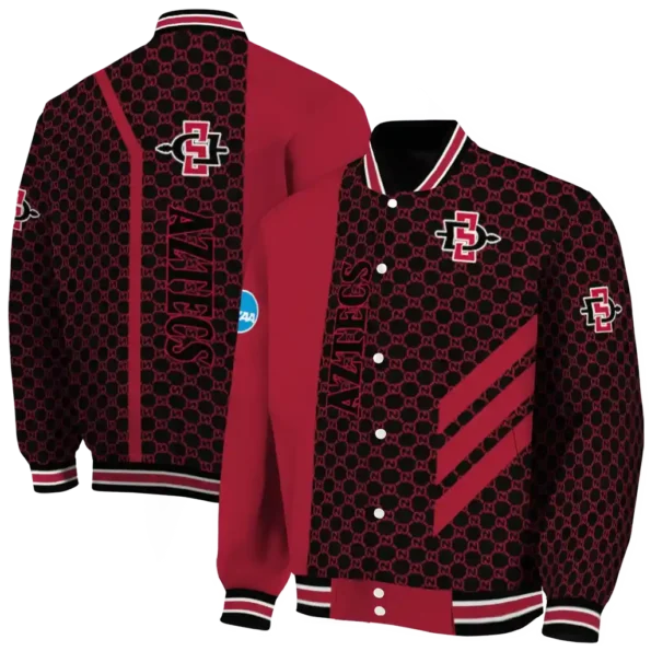 san diego state aztecs triple side stripes red black varsity jacket fashion forward.webp