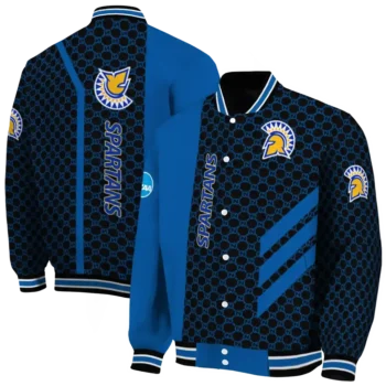 san jose state spartans triple side stripes blue black varsity jacket fashion forward.webp