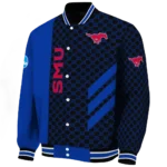 smu mustangs triple side stripes blue black varsity jacket best selling.webp
