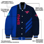 smu mustangs triple side stripes blue black varsity jacket best selling.webp