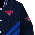 smu mustangs triple side stripes blue black varsity jacket best selling.webp