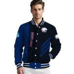 south alabama jaguars triple side stripes blue black varsity jacket best selling.webp