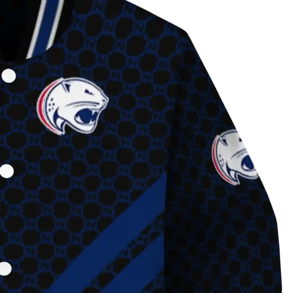 south alabama jaguars triple side stripes blue black varsity jacket premium grade.webp