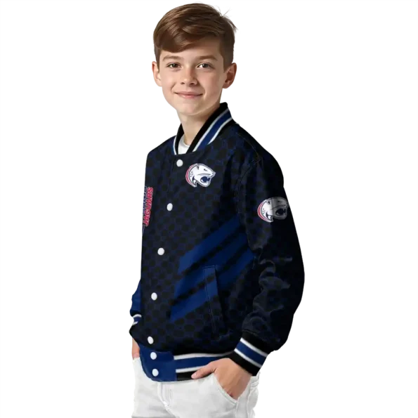 south alabama jaguars triple side stripes blue black varsity jacket trendy.webp