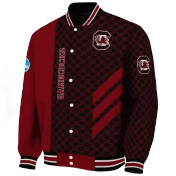 south carolina gamecocks triple side stripes garnet black varsity jacket best selling.webp