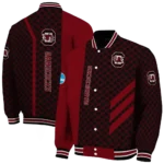 south carolina gamecocks triple side stripes garnet black varsity jacket best selling.webp