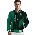 south florida bulls triple side stripes green black varsity jacket best selling.webp