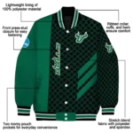 south florida bulls triple side stripes green black varsity jacket best selling.webp