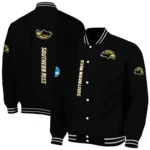 southern miss golden eagles triple side stripes black varsity jacket best selling.webp