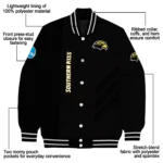 southern miss golden eagles triple side stripes black varsity jacket best selling.webp