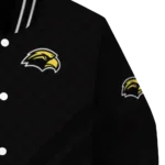 southern miss golden eagles triple side stripes black varsity jacket best selling.webp