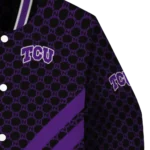 tcu horned frogs triple side stripes purple black varsity jacket best selling.webp