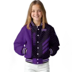 tcu horned frogs triple side stripes purple black varsity jacket best selling.webp