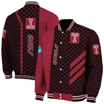 temple owls triple side stripes red black varsity jacket fashion forward.webp