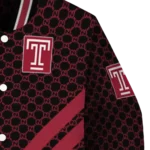 temple owls triple side stripes red black varsity jacket best selling.webp