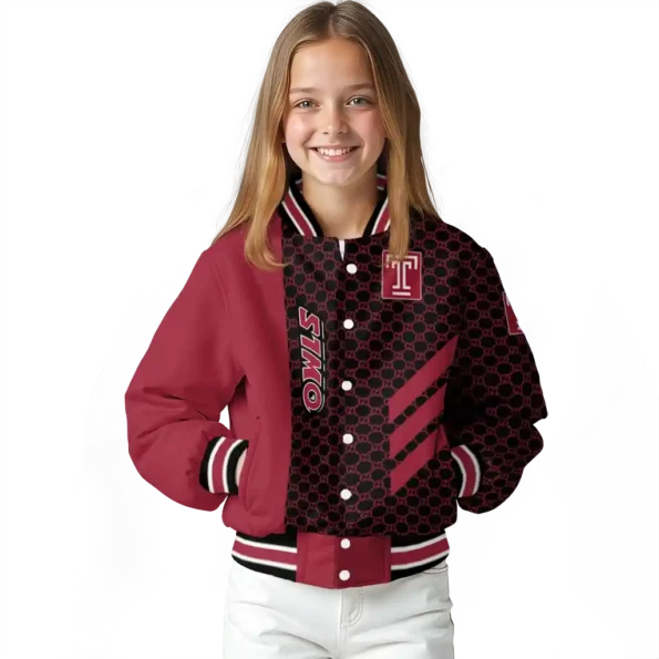 temple owls triple side stripes red black varsity jacket top rated.webp