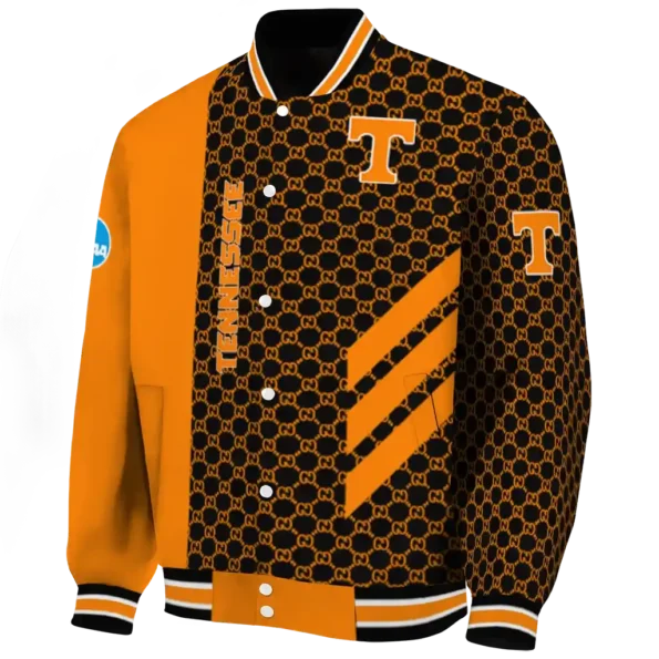 tennessee volunteers triple side stripes orange black varsity jacket best selling.webp