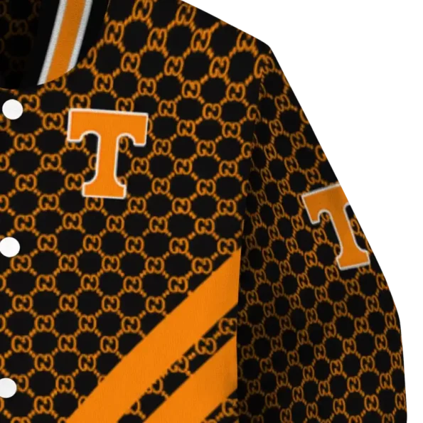tennessee volunteers triple side stripes orange black varsity jacket premium grade.webp