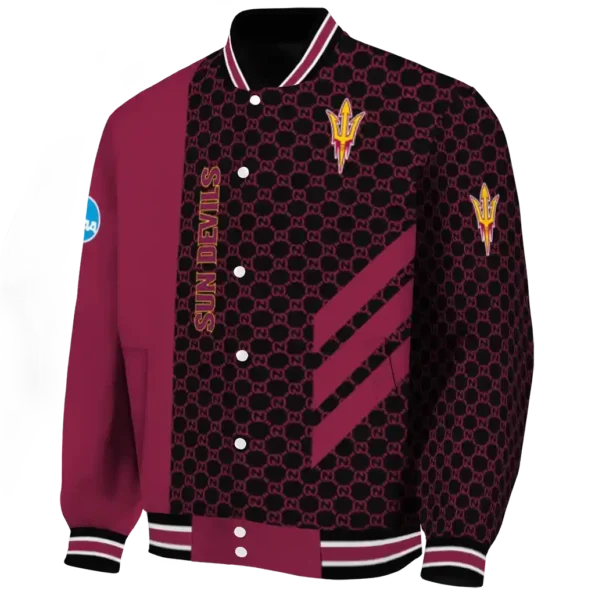 arizona state sun devils triple side stripes maroon black varsity jacket best selling