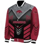 arkansas razorbacks arrow layer red black varsity jacket best selling.webp