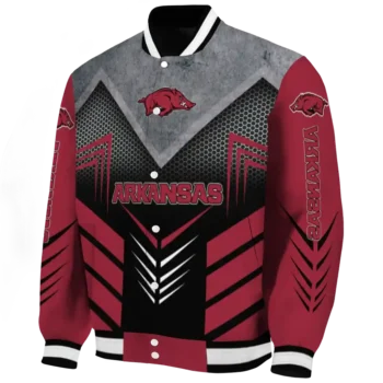 arkansas razorbacks arrow layer red black varsity jacket best selling.webp