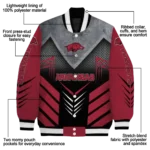 arkansas razorbacks arrow layer red black varsity jacket best selling.webp