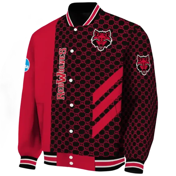 arkansas state red wolves triple side stripes scarlet black varsity jacket best selling