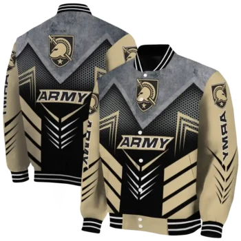 army black knights arrow layer gold black varsity jacket fashion forward.webp