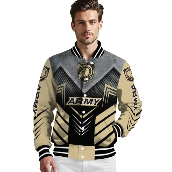 army black knights arrow layer gold black varsity jacket high quality.webp