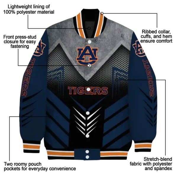 auburn tigers arrow layer navy blue black varsity jacket new arrival.webp
