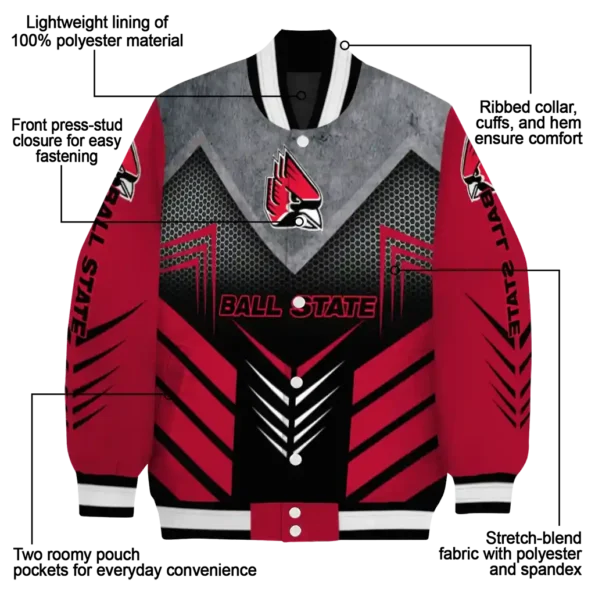 ball state cardinals arrow layer red black varsity jacket new arrival.webp
