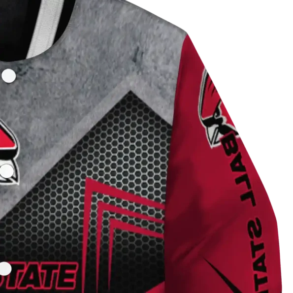 ball state cardinals arrow layer red black varsity jacket premium grade.webp