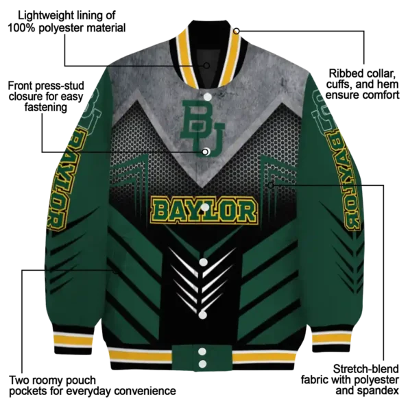 baylor bears arrow layer green black varsity jacket new arrival.webp