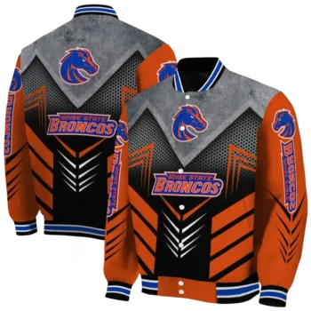 boise state broncos arrow layer orange black varsity jacket fashion forward.webp