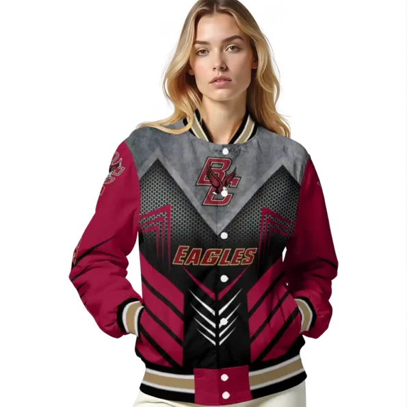 boston college eagles arrow layer maroon black varsity jacket latest model.webp