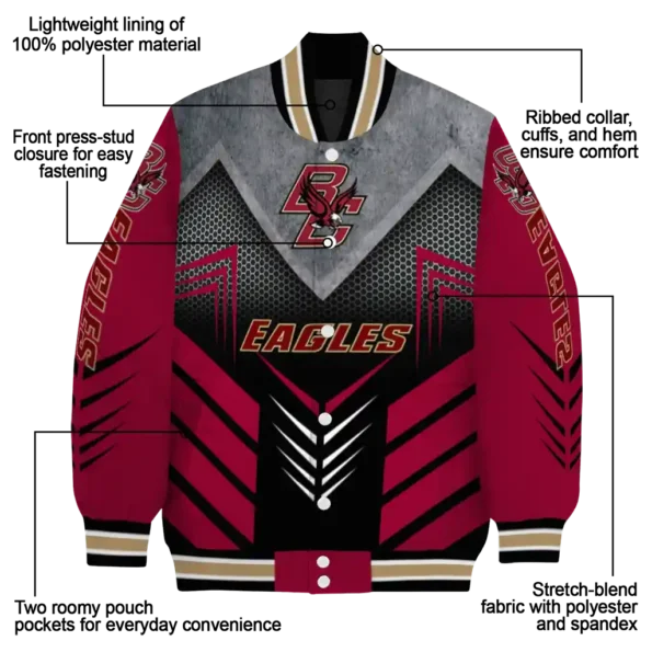 boston college eagles arrow layer maroon black varsity jacket new arrival.webp