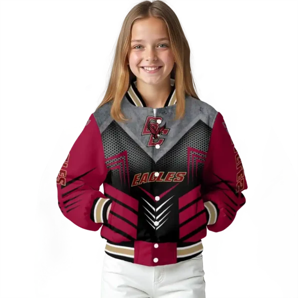 boston college eagles arrow layer maroon black varsity jacket top rated.webp
