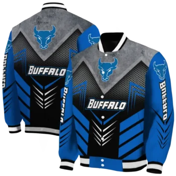 buffalo bulls arrow layer royal blue black varsity jacket fashion forward.webp