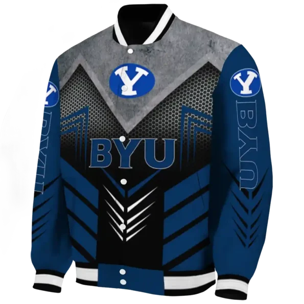 byu cougars arrow layer blue black varsity jacket best selling.webp