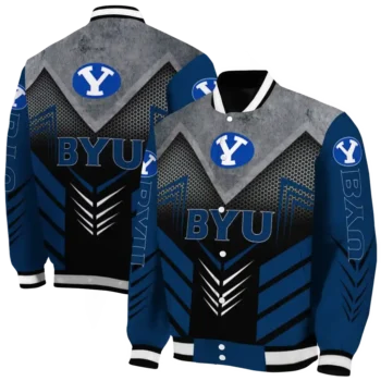 byu cougars arrow layer blue black varsity jacket fashion forward.webp