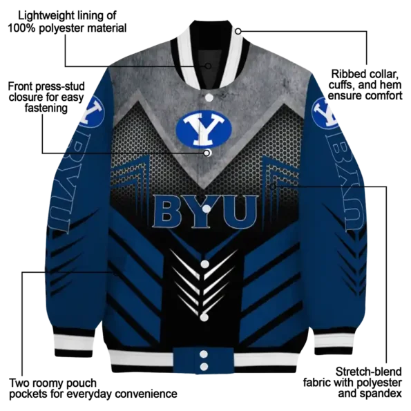 byu cougars arrow layer blue black varsity jacket new arrival.webp