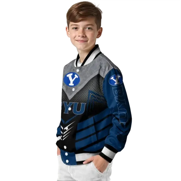 byu cougars arrow layer blue black varsity jacket trendy.webp