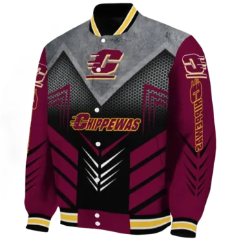 central michigan chippewas arrow layer maroon black varsity jacket best selling.webp