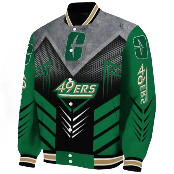 charlotte 49ers arrow layer green black varsity jacket best selling.webp