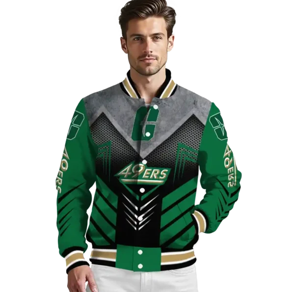 charlotte 49ers arrow layer green black varsity jacket high quality.webp