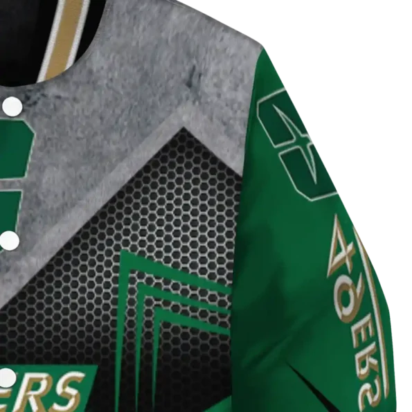 charlotte 49ers arrow layer green black varsity jacket premium grade.webp