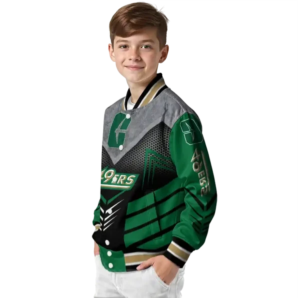 charlotte 49ers arrow layer green black varsity jacket trendy.webp