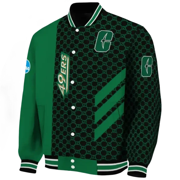 charlotte 49ers triple side stripes green black varsity jacket best selling