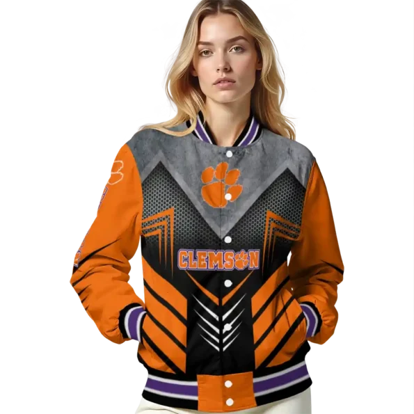 clemson tigers arrow layer orange black varsity jacket latest model.webp